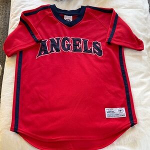 Angels Red Baseball Jersey - Team Script Front